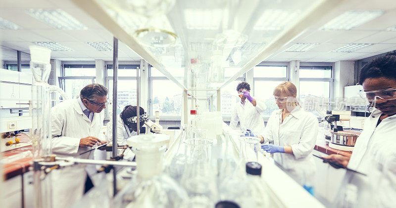 Group of scientists working in laboratory